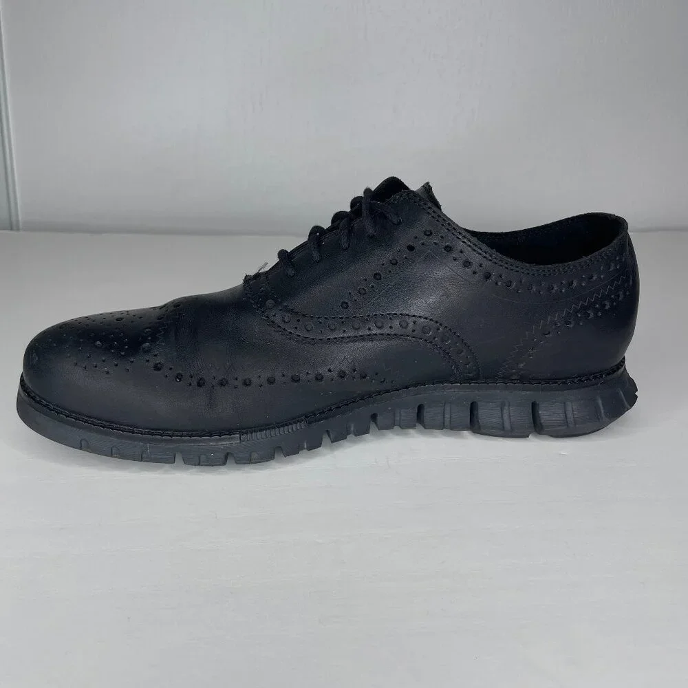 Cole Haan ZERØGRAND Black Leather Wingtip Oxfords Gorpcore Business Casual 9M